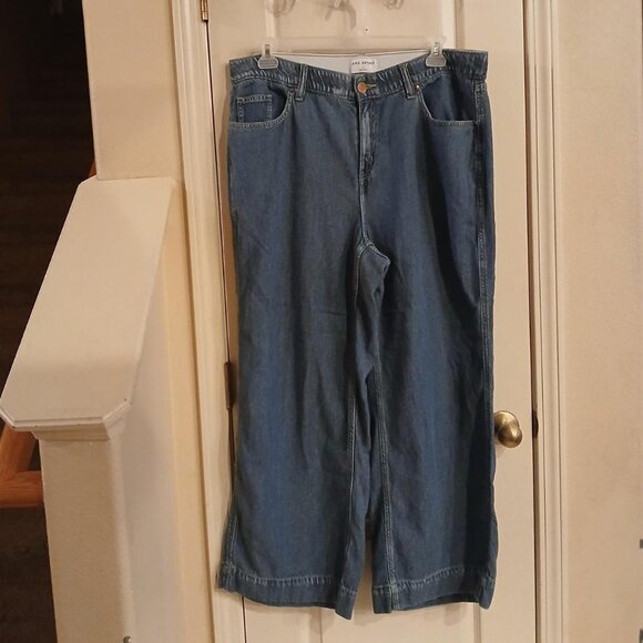 Lane Bryant wide-leg denim blue jean pants with an elastic waistband size 16 - Picture 1 of 5